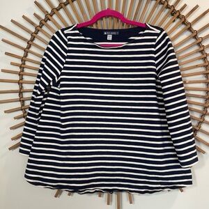 Petit Bateau Navy and White Striped Long Sleeve Tee